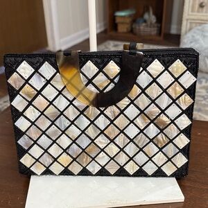 Vintage Elegant Black and Cream mother of pearl Tote Bag
